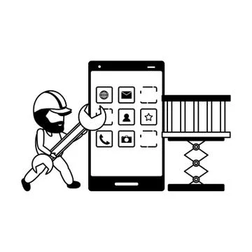 Mobile app development Stock Illustration