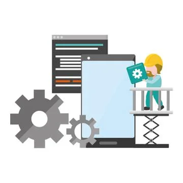 Mobile app development Stock Illustration