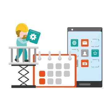 Mobile app development Stock Illustration