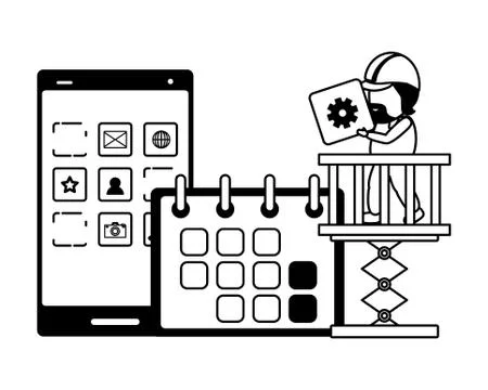 Mobile app development Stock Illustration