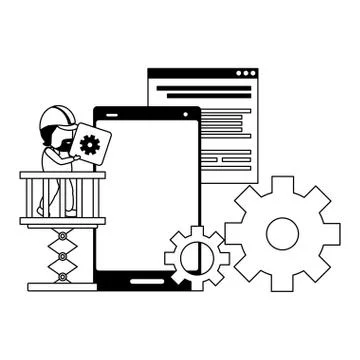 Mobile app development Stock Illustration