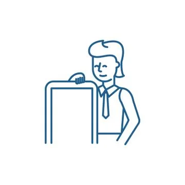 Mobile app development line icon concept. Mobile app development flat vector Stock Illustration