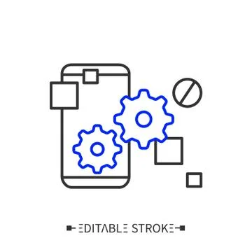 Mobile app development line icon. Editable Stockillustratie