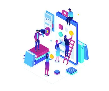 Mobile app development - modern colorful isometric vector illustration Stock Illustration