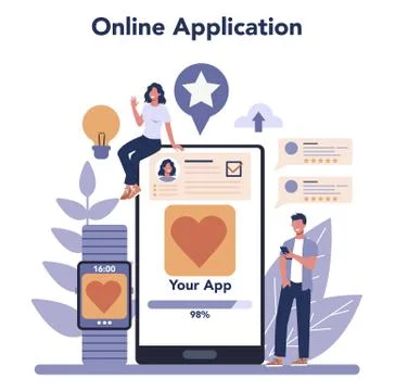 Mobile app development online service or platform. Modern Illustrazione stock