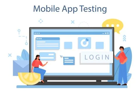 Mobile app development online service or platform. Modern 스톡 일러스트