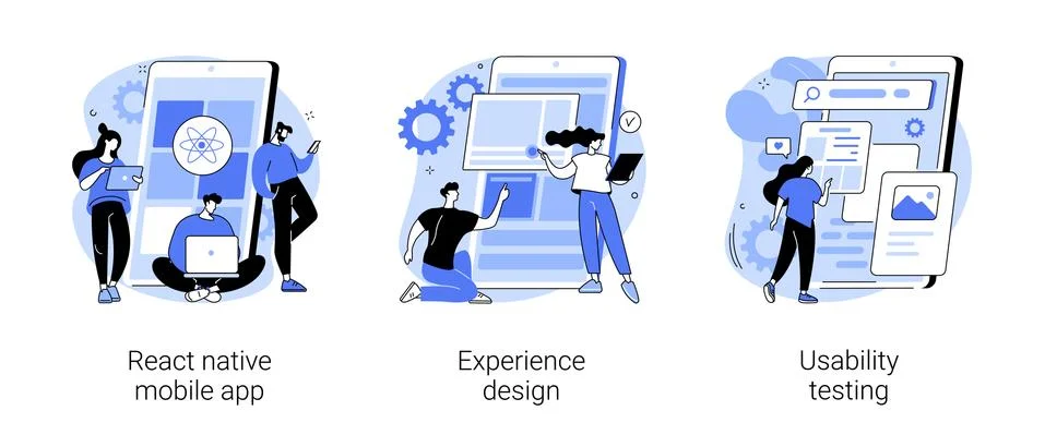 Mobile app development process abstract concept vector illustrations. Stock Illustration