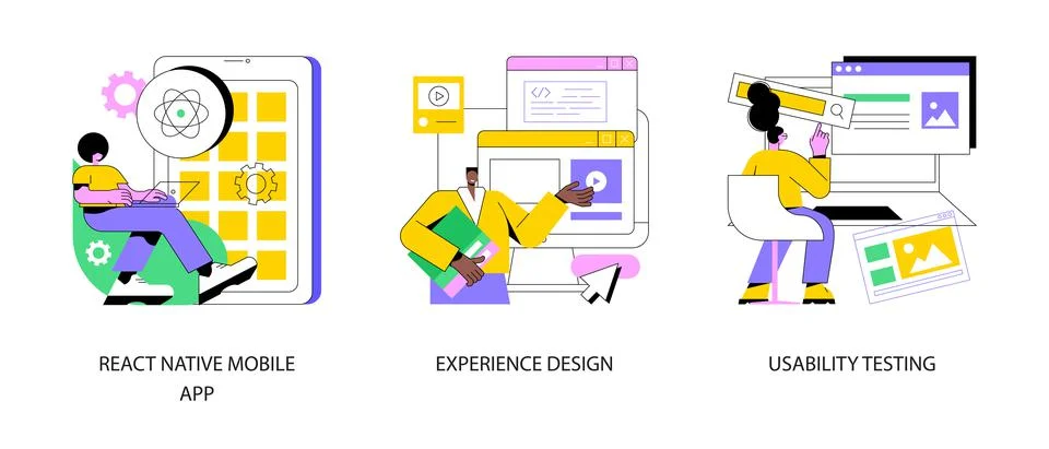Mobile app development process abstract concept vector illustrations. Stock Illustration