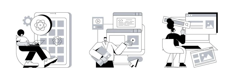 Mobile app development process abstract concept vector illustrations. Stock Illustration