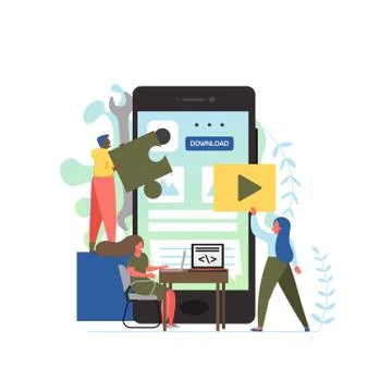 Mobile app development services, vector flat style design illustration イラスト素材