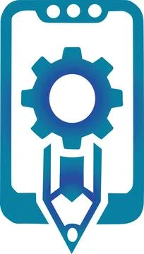 Mobile App Development Settings Icon with Gear and Pencil Vector. Stock Illustration