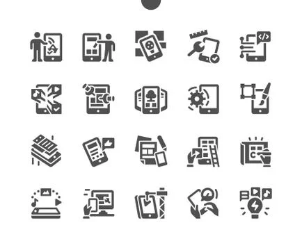 Mobile app development. Software API prototyping and background testing. Illustrazione stock