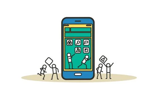 Mobile app development vector concept illustration design. Application create Stock Illustration