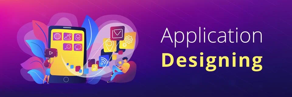Mobile app development vector illustration Stock Illustration