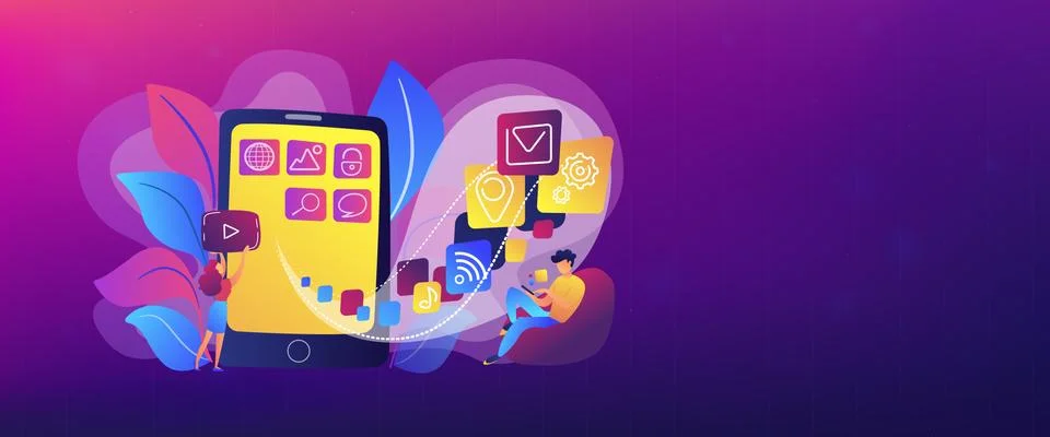 Mobile app development vector illustration Stock Illustration