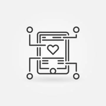 Mobile app development vector outline icon or sign Stock Illustration