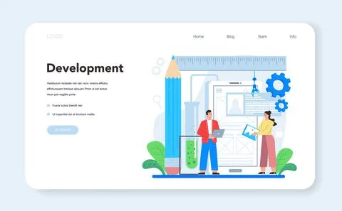 Mobile app development web banner or landing page. Modern technology Stock Illustration