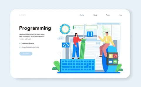 Mobile app development web banner or landing page. Modern technology Stock Illustration