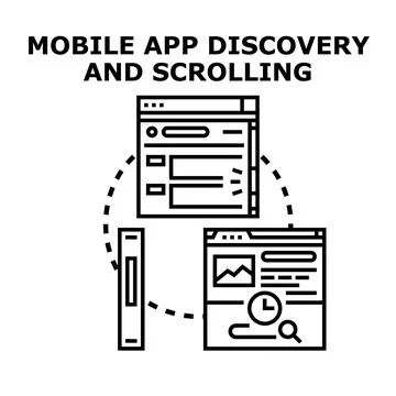 Mobile app discovery and scrolling concept illustration Stock Illustration