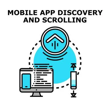 Mobile app discovery browsing and user scrolling experience Stockillustratie