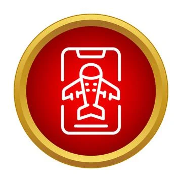 Mobile app displaying airplane for online flight booking icon Stock Illustration