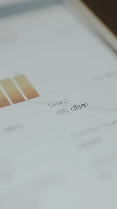 Mobile app displays Mobile Network Information , LTE Signal Strength bar chart Stock Footage 329286702