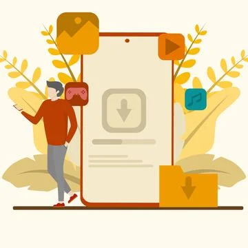 Mobile app download concept Stock Illustration