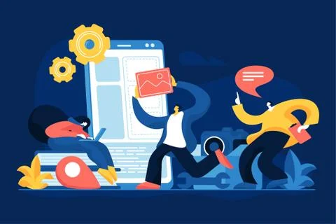 Mobile app engineering flat vector illustration Stock-Illustration