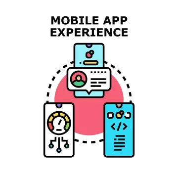 Mobile app experience development and user interaction concept 库存插图