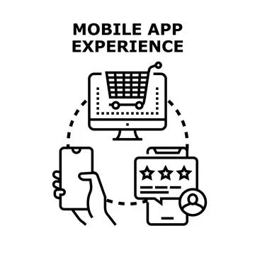 Mobile app experience user feedback customer journey Stock Illustration
