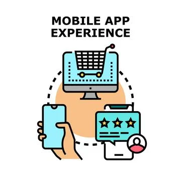 Mobile app experience user feedback customer journey Stock Illustration