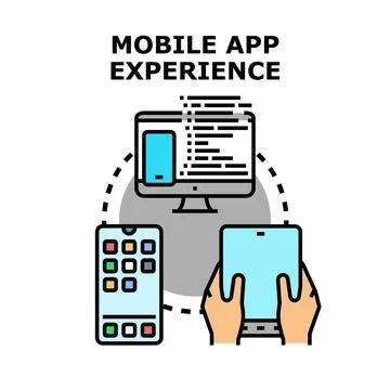 Mobile app experience on various digital devices Stock Illustration