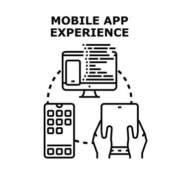 Mobile app experience on various digital devices Stock Illustration