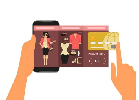 Mobile app for fashion shopping Stock Illustration