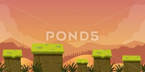 Mobile App Game Assets Background Classic Platformer Stock Illustration