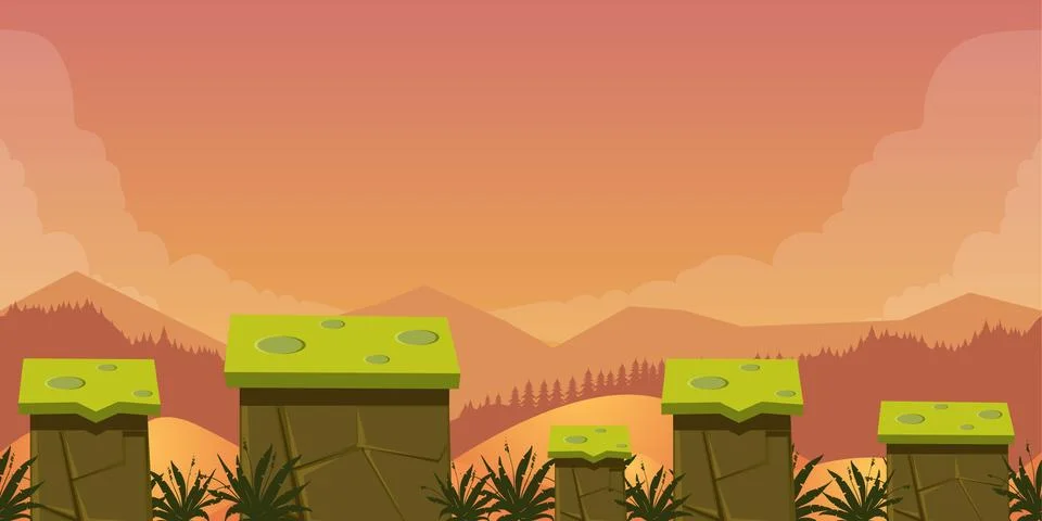 Mobile App Game Assets Background Classic Platformer Illustrazione stock