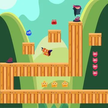 Mobile app game landscape computer games design Illustrazione stock