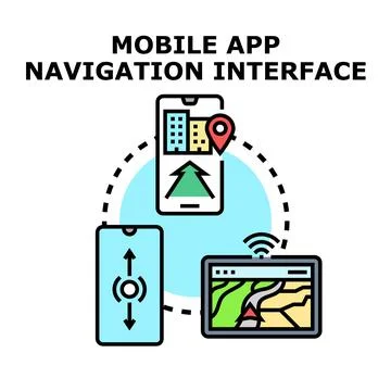 Mobile app global positioning system navigation interface concept Stock Illustration