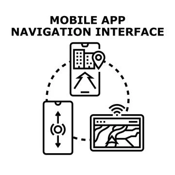 Mobile app global positioning system navigation interface concept Stock Illustration