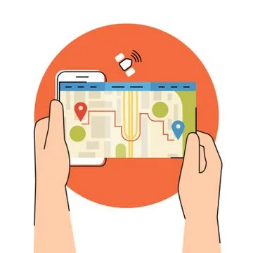 Mobile app for gps navigation Stock Illustration