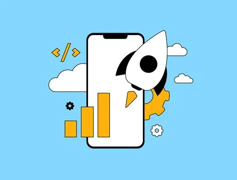 Mobile app growth strategy with user acquisition, engagement and monetization Stock Illustration