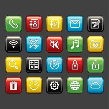 Mobile App Icon Set Illustrazione stock