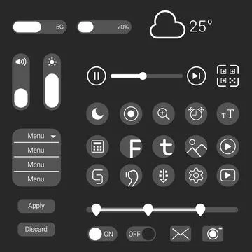 Mobile app icon set user interface clean design. three dimensions technology  Stock Illustration