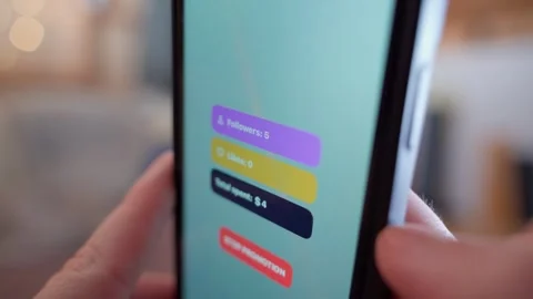 Mobile app to increase subscribers and likes for money, close up Stock Footage 312196138