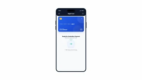 Mobile app interface animation of a successful contactless payment. 4K Stock Footage 345495175