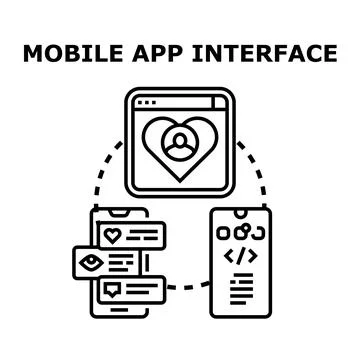 Mobile app interface development and user experience Illustration
