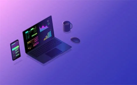 Mobile app interface development cross platform concept,  software, program Stock Illustration