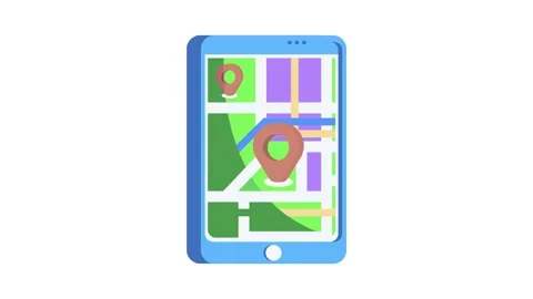 Mobile app interface displaying GPS location features on a smartphone scree.. Stock Footage 332335776