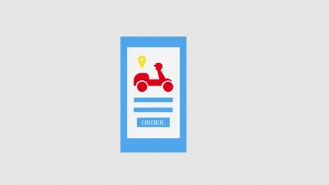 Mobile app interface for ordering scooter rentals, featuring a scooter icon.. Stock Footage 310494398