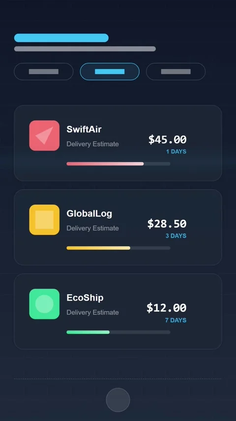 Mobile App Interface Showing Shipping and Delivery Service Options Stock Footage 346203172